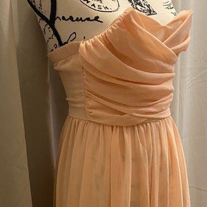 Peach Strapless Maxi Evening Dress for Wedding, Bridesmaid, Homecoming, Prom